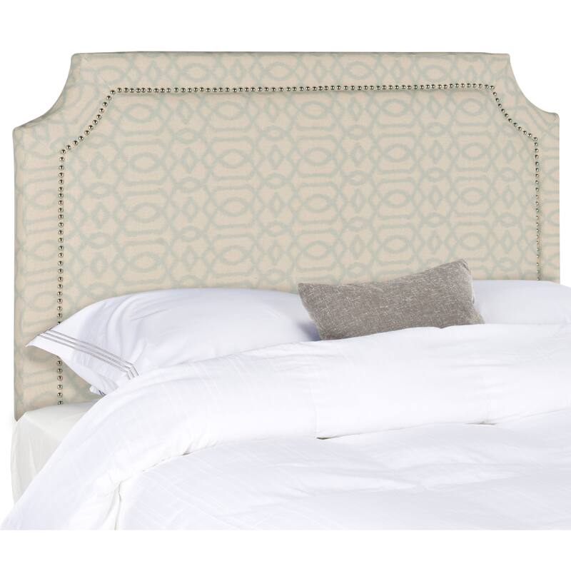 SAFAVIEH Star Taupe Linen Upholstered Headboard - Wheat/Pale Blue - Full