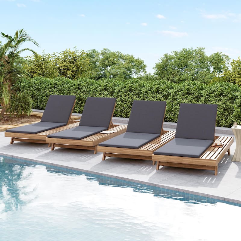 Christopher Knight Home - Maribel Modern Outdoor Acacia Wood 4-Position Adjustable Chaise Lounge with Water-Resistant Cushion