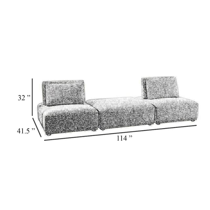 Stavan Modular 2 Seat Sofa, Square Ottoman Light Brown Boucle 114 Inch