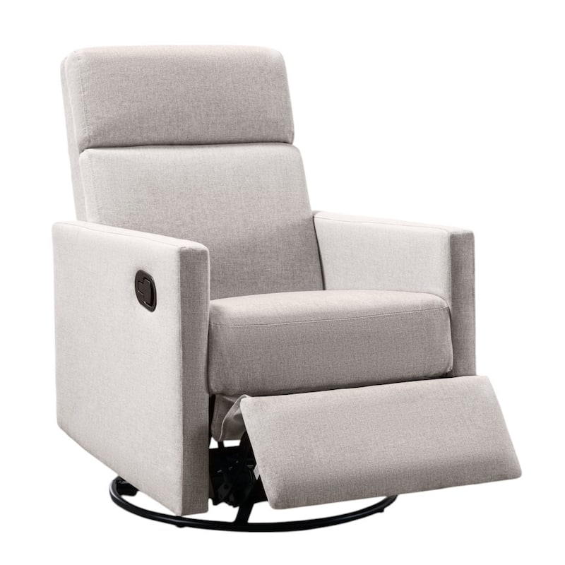 HomeRoots 26" Tan Tufted Linen Gliding Swivel Manual Rocker Recliner