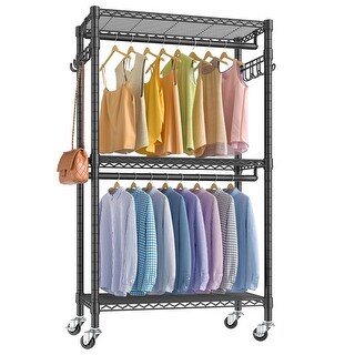 V12 Mini Rolling Clothes Rack Heavy Duty Clothing Rack for Hanging ...