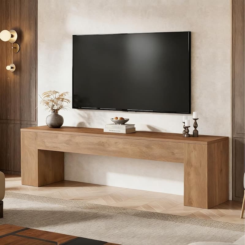70.8" Wooden TV Stand, Low Entertainment Center for TVs Up to 80" for Living Room, Bedroom, Apartment