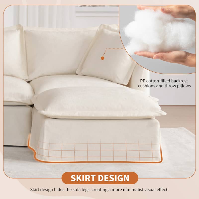 131" & 142" U-Shaped Modular Sectional Sofa - 6-Seat Chenille Couch with Ottoman, USB Charger, Cup Holder, Wide Seat, 2 Sizes