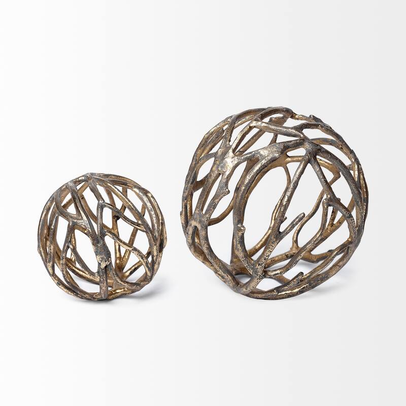 Sphaira I Small Silver Cast Aluminum Decorative Tree Branch Orb