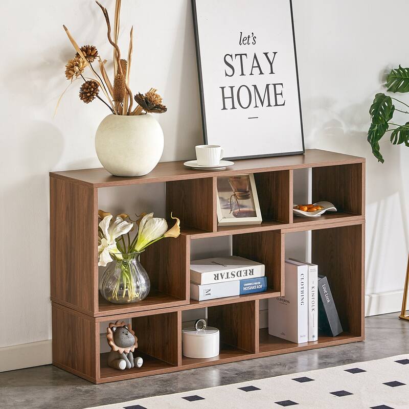 2 Pieces Cube TV Stand, L-Shaped TV Console Stand Entertainment Center with Open Storage Bookcase Shelf