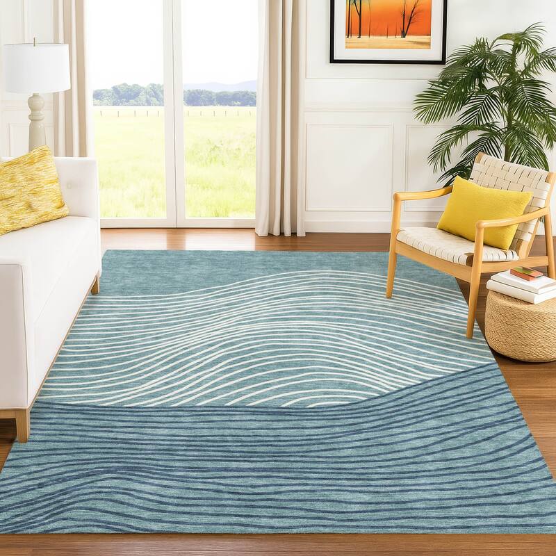 Machine Washable Indoor/ Outdoor Modern Arches Chantille Rug