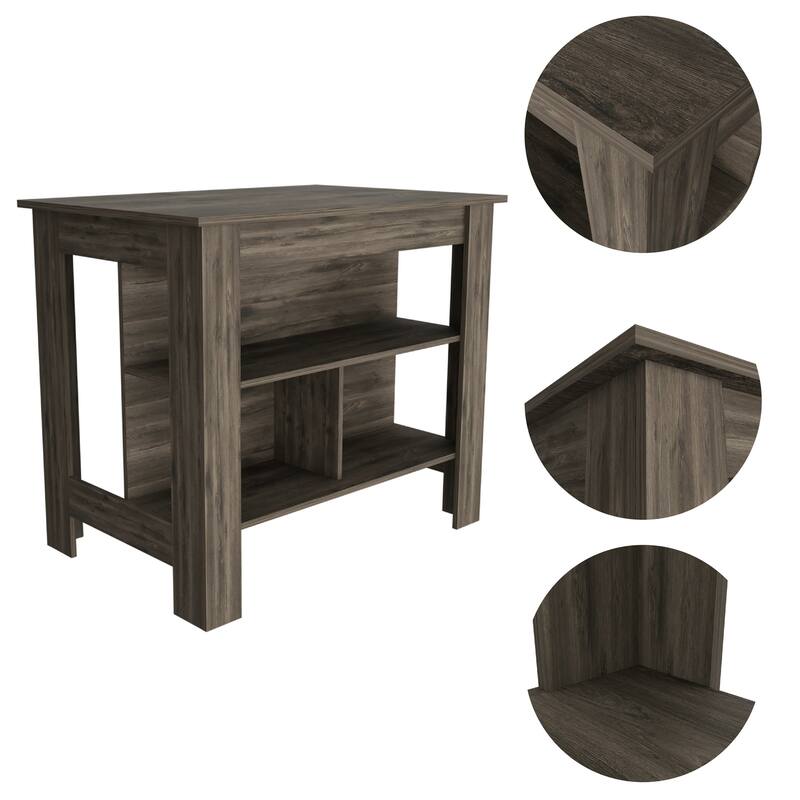 Kitchen Island with Storage - Maykoosh Prep Island, 2-Tone Finish, 3 Shelves, 40.5" Wide
