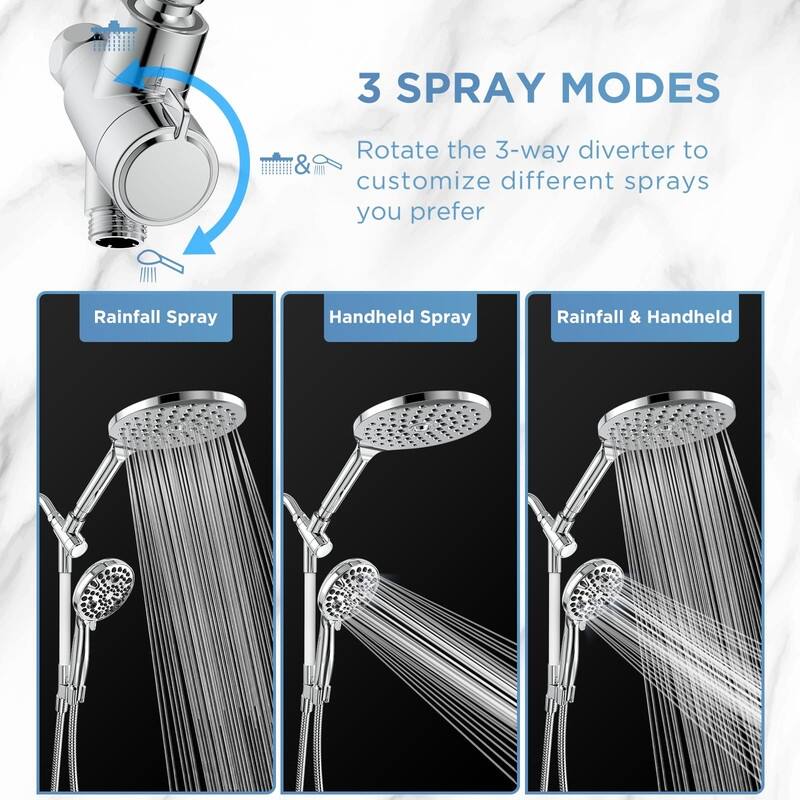 Dual Handheld Shower Head Combo, 2 in 1 Rain Shower Heads System