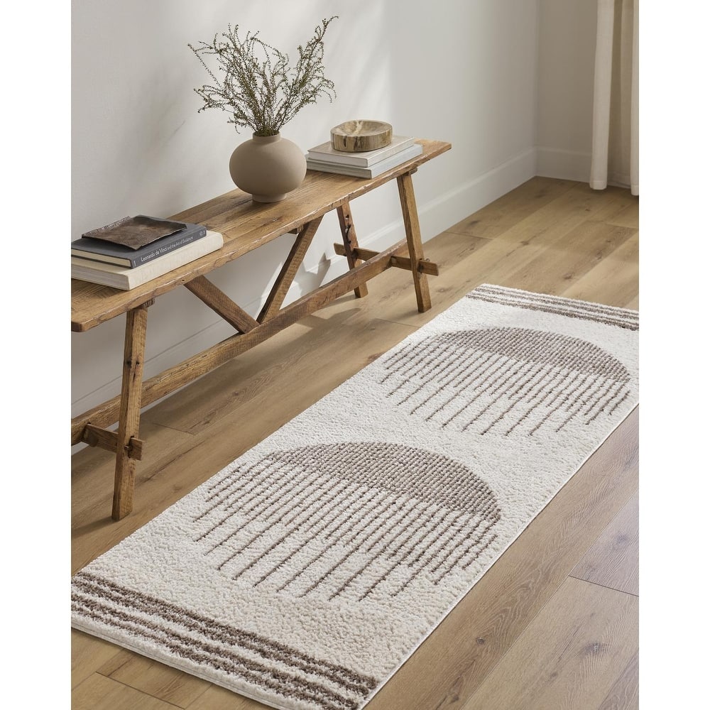 Livabliss Scandinavian Fossay Shag Stripe Washable Area Rug