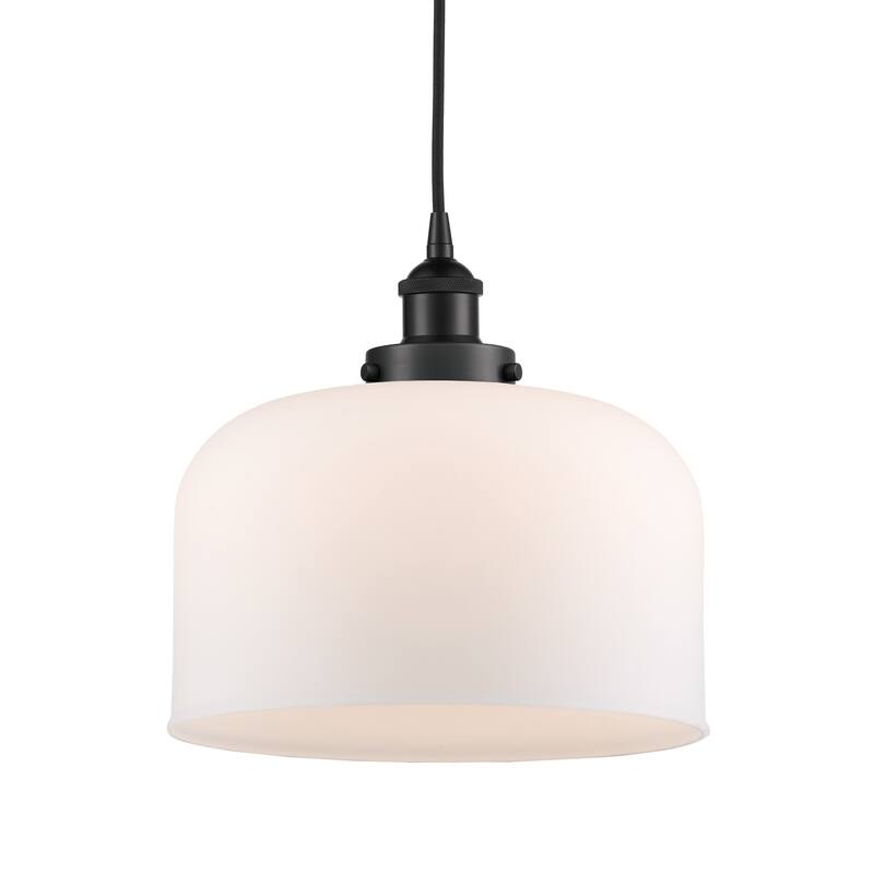 Innovations Lighting 616-1PH-12-12-L Bell Pendant Bell 12" Wide - Matte Black / Matte White