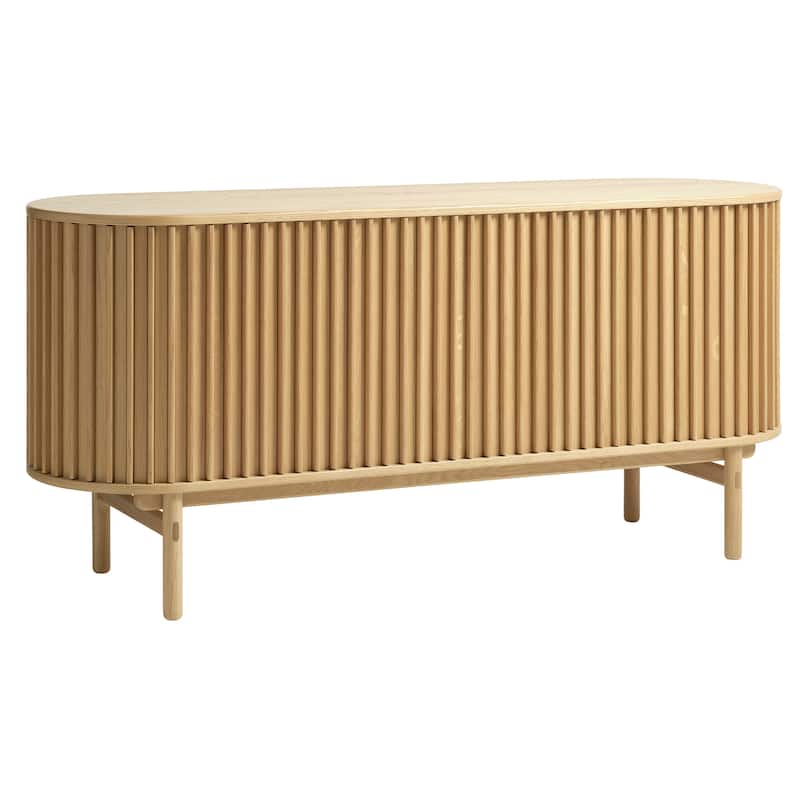 Rye Studio Mid-Century Modern Rounded Sliding Door Sideboard 63"W, Natural - 18"W x 63"L x 29"H