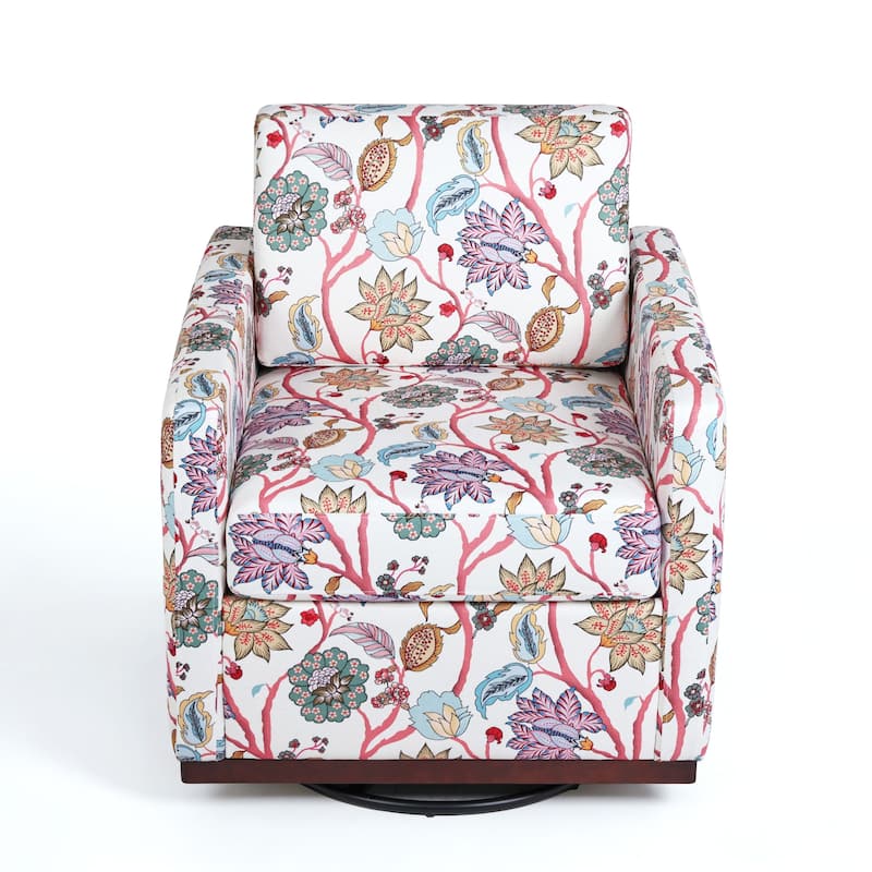 Pattern Swivel Armchair Linen Upholstered Accent Chair