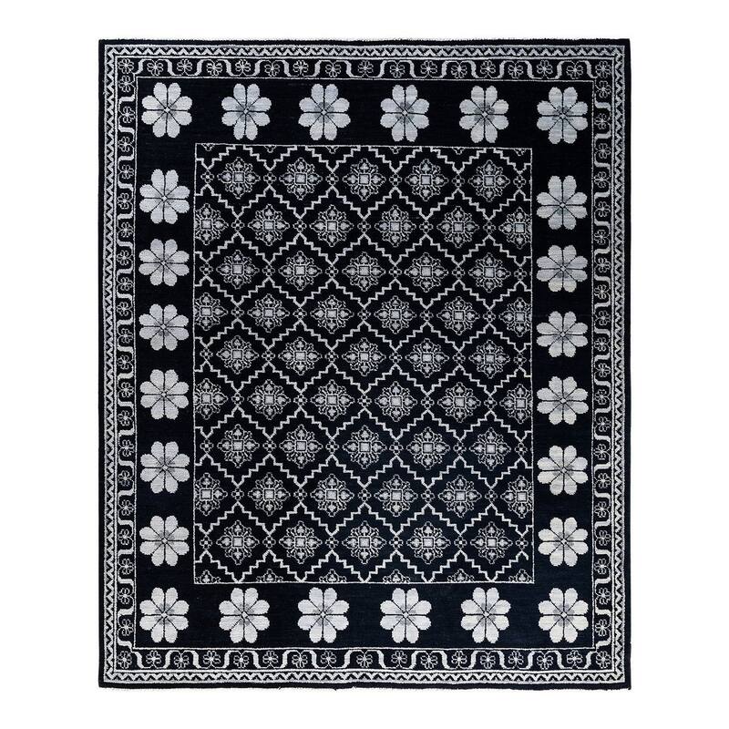 Modern One-of-a-Kind Handmade Area Rug - Black, 8' 3" x 9' 10" - 8' 3" x 9' 10"