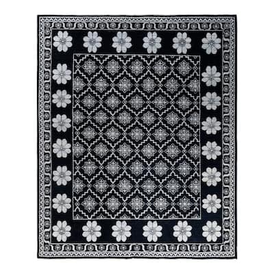 Modern One-of-a-Kind Handmade Area Rug - Black, 8' 3" x 9' 10" - 8' 3" x 9' 10"