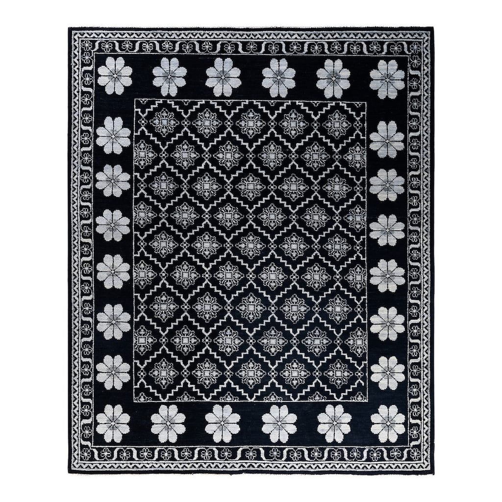 Modern One-of-a-Kind Handmade Area Rug - Black, 8' 3" x 9' 10" - 8' 3" x 9' 10"