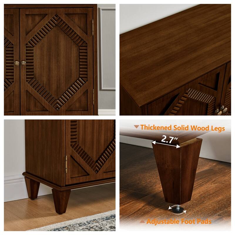 65.2" Mid Century Modern Sideboard Buffet Cabinet with Storage, Accent Coffee Bar