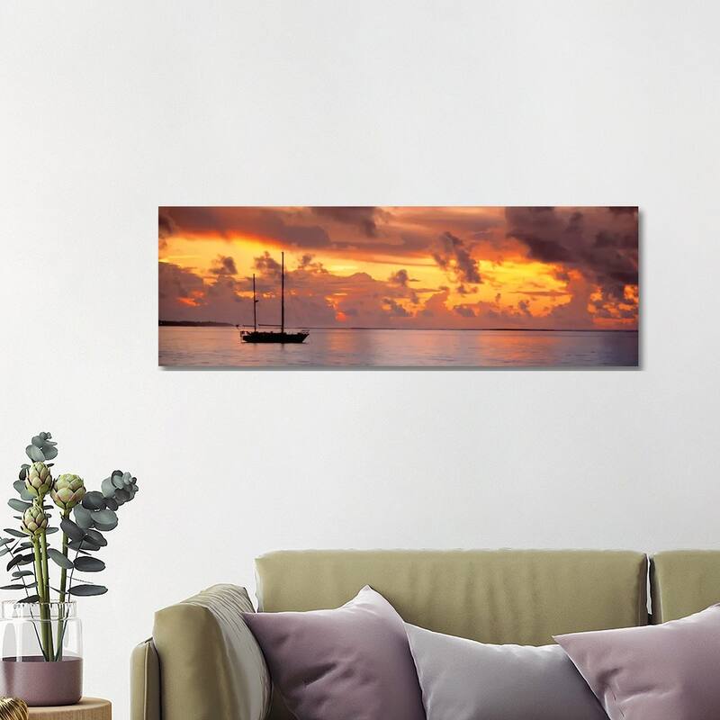 iCanvas "Boat at sunset " by Panoramic Images Canvas Print - 16x48x1.5