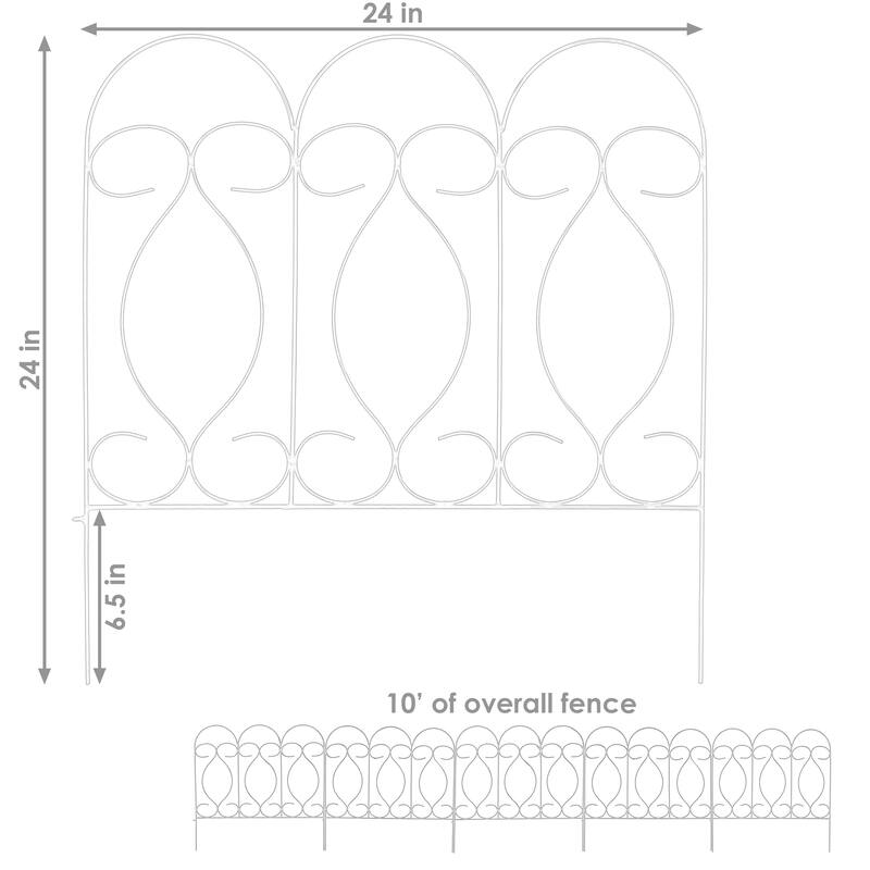 5 Piece Traditional Garden Landscape Border Fence Set 24-Inch - Black - Traditional Style 24 x 24 Inches