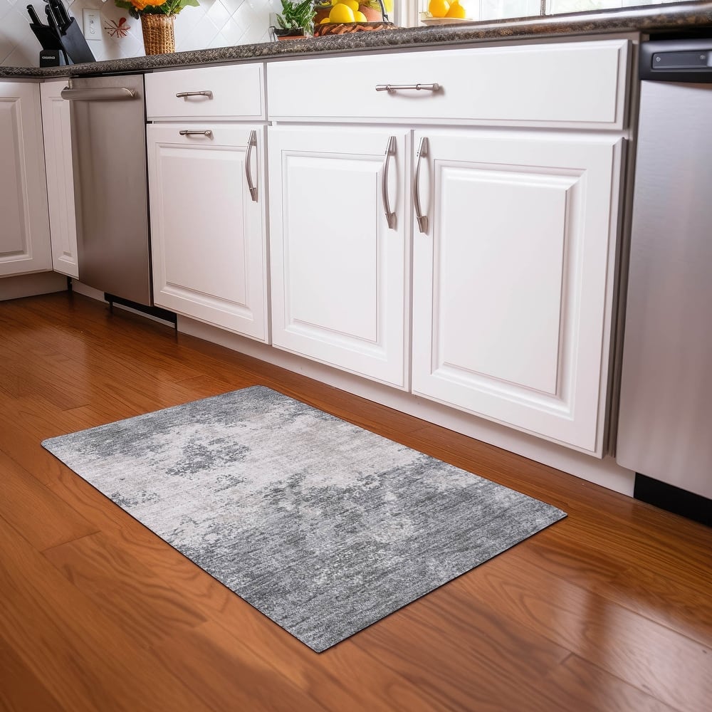 Machine Washable Indoor/ Outdoor Abstract Pixels Chantille Rug