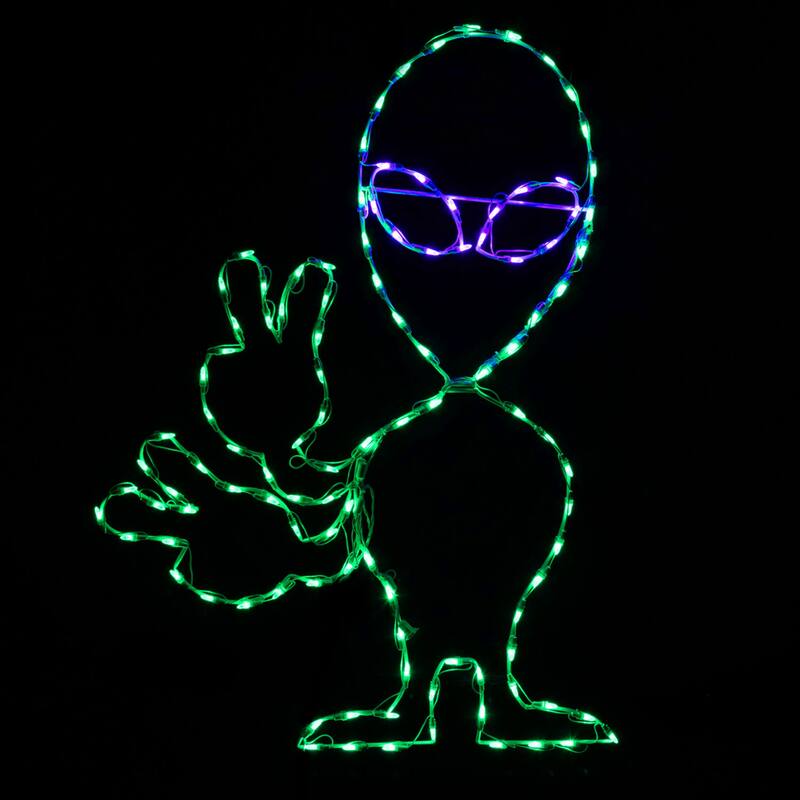 LED Lighted Alien Waving Outdoor Halloween Decoration - 48"