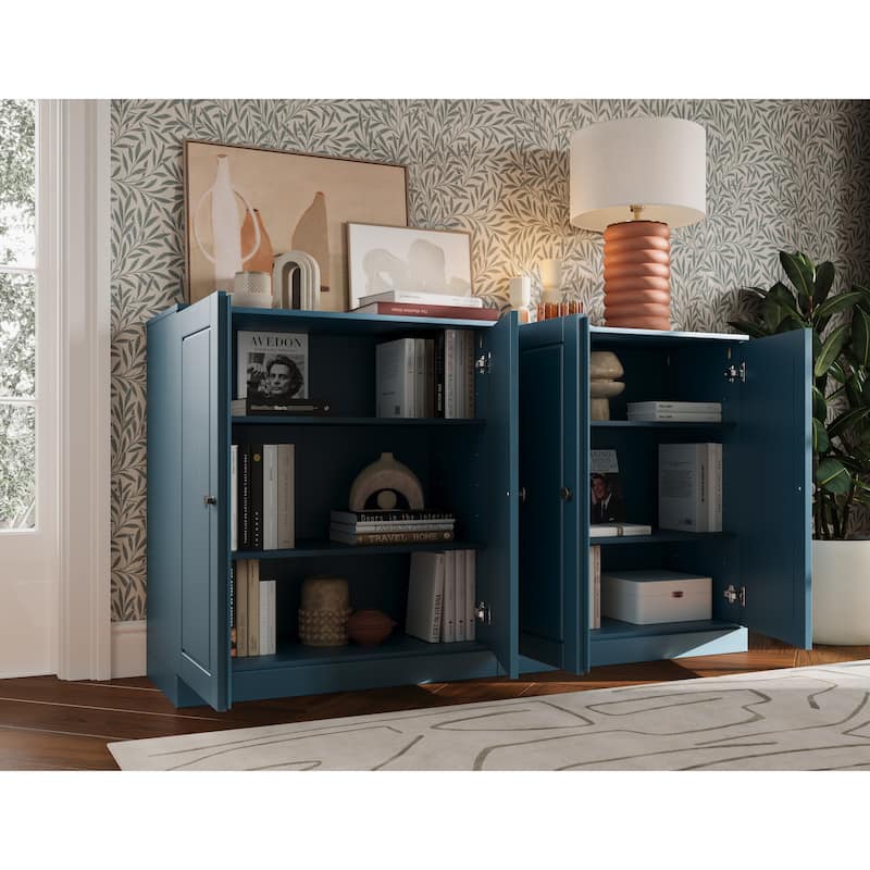 100% Solid Wood Sideboard with Glass or Solid Wood Doors by Palace Imports - 64" x 35.75"