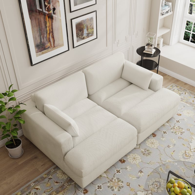 Modern Corduroy Modular Sectional Sofa Chaise Couch Bed