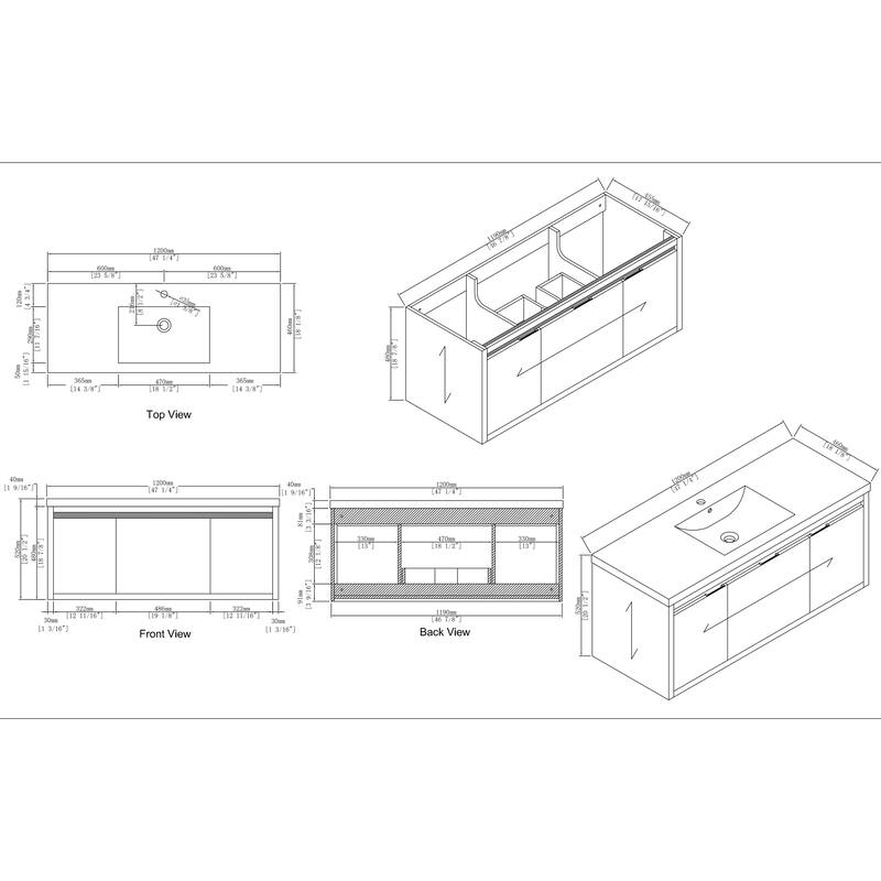 Beingnext 24"/30"/48" Bathroom Vanity with Sink, Floating Bathroom Vanity With Soft Close Door