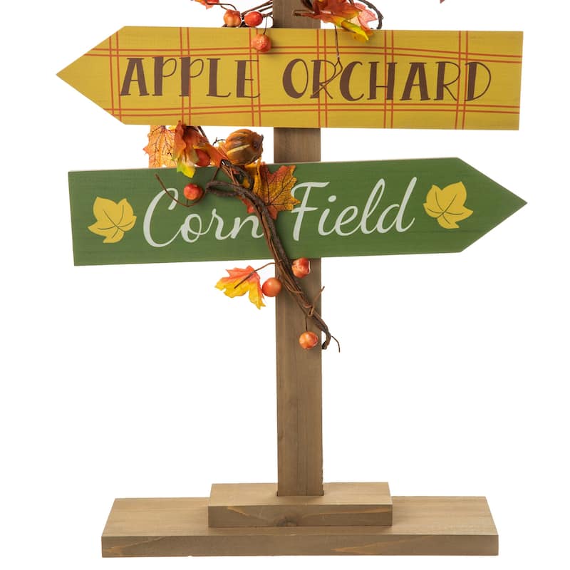 Glitzhome 42.5"H Fall Standing Wooden Pumpkin Patch Porch Sign