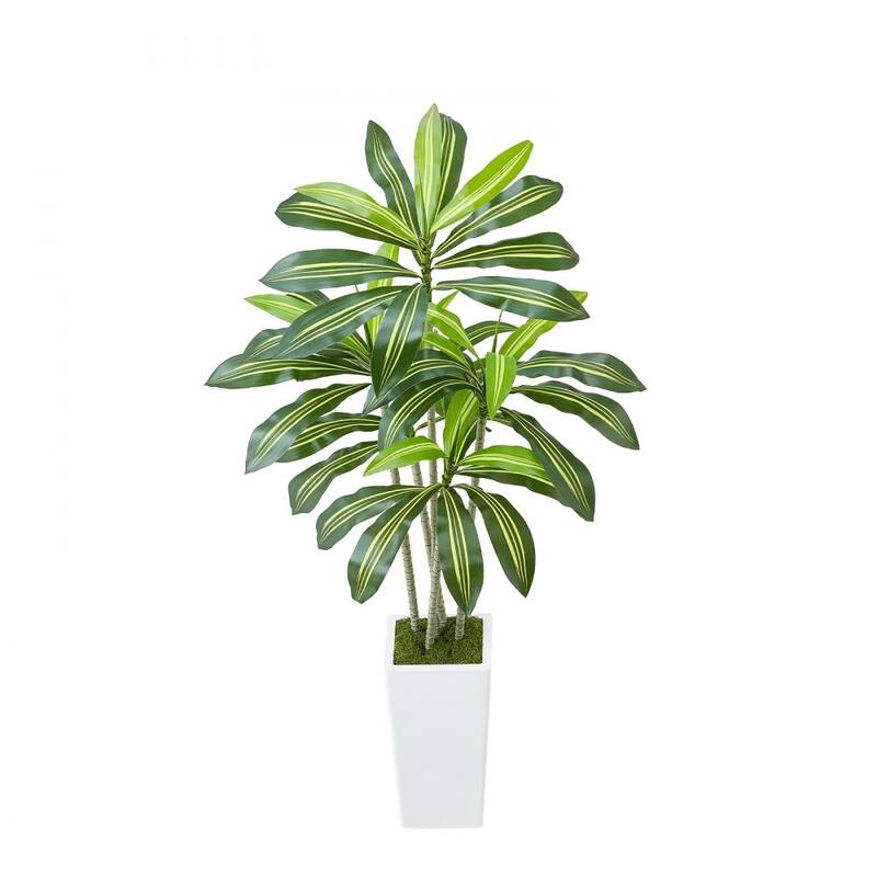 Realistic Artificial Dracaena Tree with Moss Planter and Lifelike PE Leaves for Indoor Home Decor