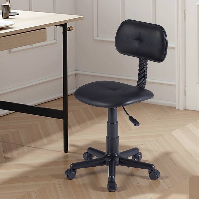 VECELO Modern PU Leather Armless Office Chair 360° Swivel Adjustable Height Desk Chair for Home Office & Vanity