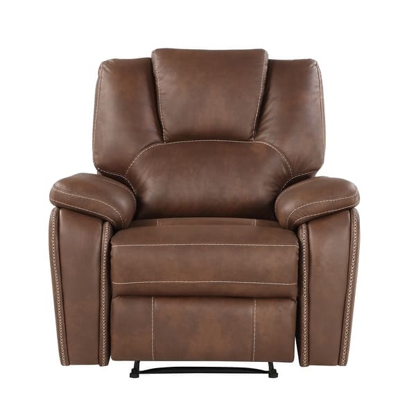 slide 2 of 12, Steve Silver Kameryn Faux Leather Manual Recliner Chestnut Brown