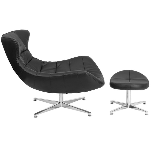 Chancellor Black Leather Modern Reception Guest Cocoon Chair w