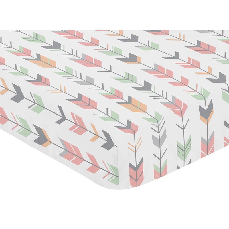 Sweet Jojo Designs Coral and Mint Mod Arrow Collection Fitted Crib Sheet