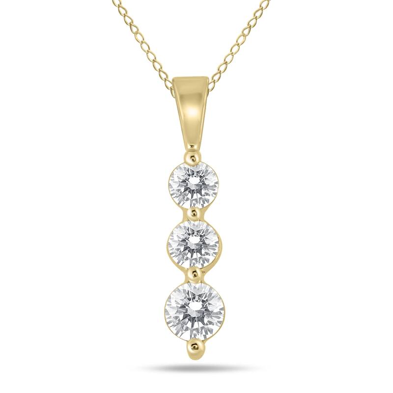 Marquee 10k Yellow Gold 1/2ct TDW Diamond 3-stone Graduated Pendant