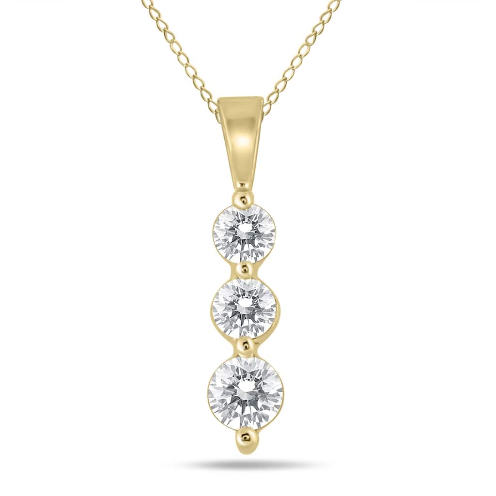 Marquee 10k Yellow Gold 1/2ct TDW Diamond 3-stone Graduated Pendant