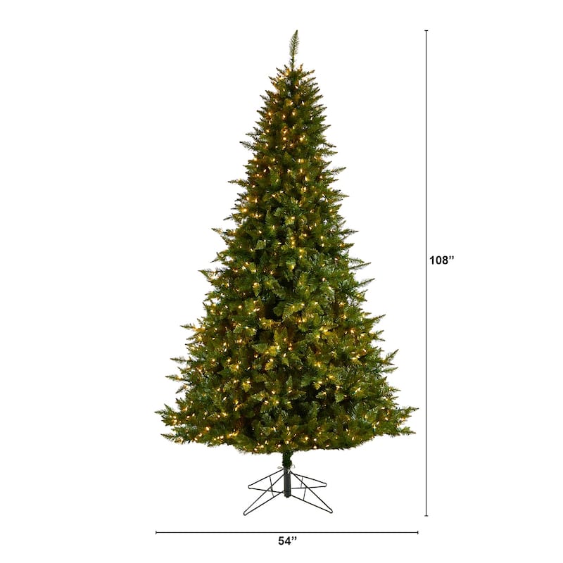 9ft. Spruce Artificial Christmas Tree with 850 Color Changing Lights, Remote & 1984 Branches - Vibrant Tech Holiday X-Mas Tree