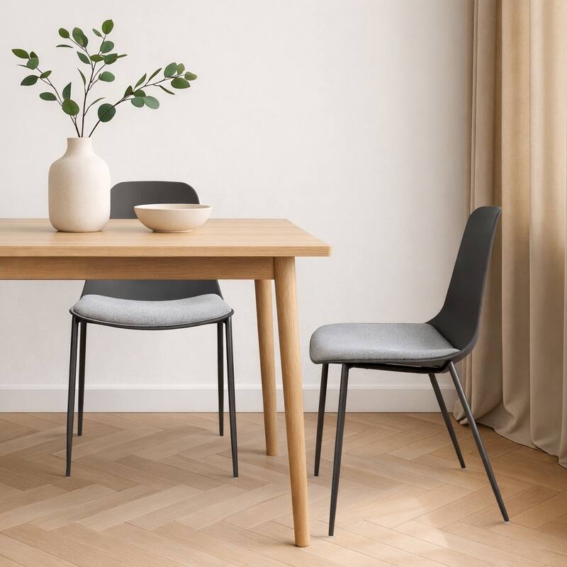 Set of 4 Plastic Dining Chairs Cushion Padded For Kitchen Metal Legs Guest Meeting Waiting Room Business Indoor Outdoor Patio