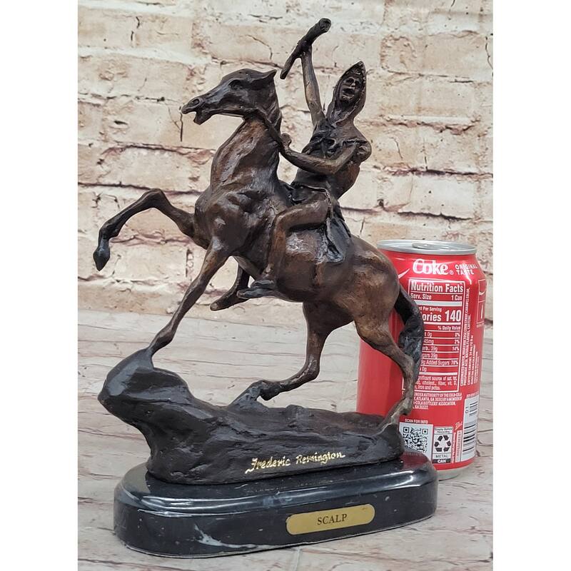 Scalp Frederic Remington Bronze Statue Sculpture Native American Western 10 Inches X 9 Inches