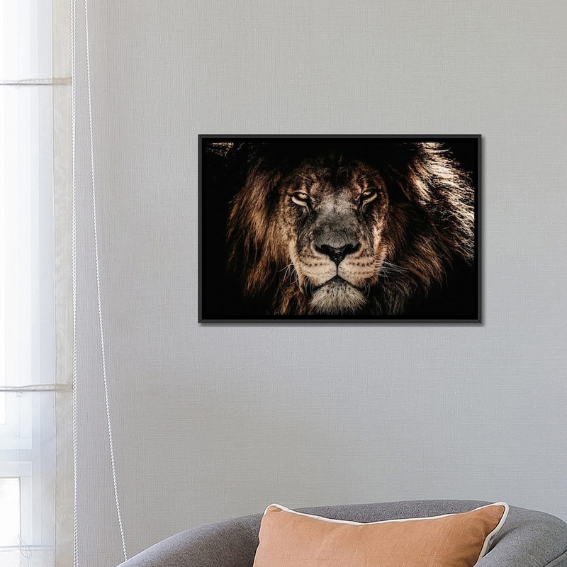 iCanvas "Lion Straight Stare" by Adrian Vieriu Framed