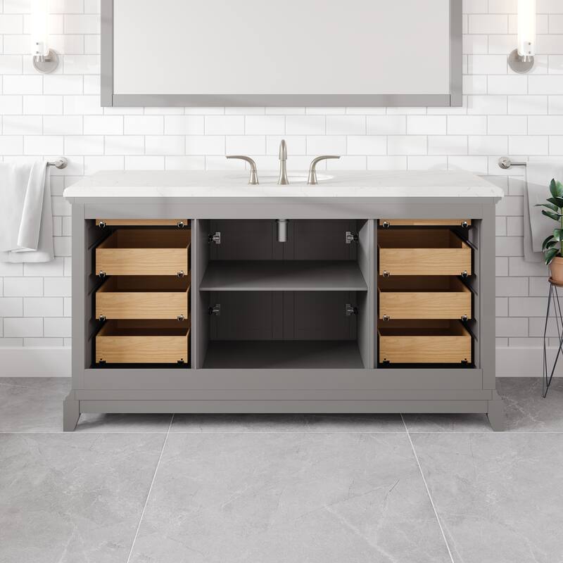 Elite Stamford Bath Vanity with Carrara Quartz Top and Porcelain Sink