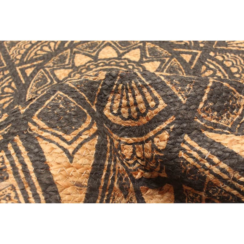 ECARPETGALLERY Braided Weave Palas Denizli Tan Jute Rug - 3'0 x 3'0