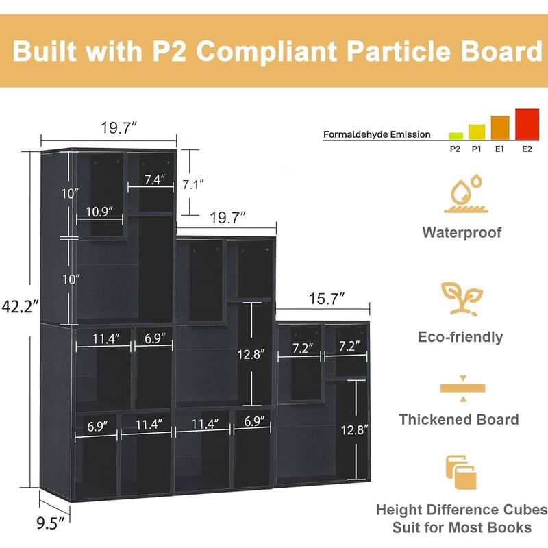 VECELO Wide Wood Organizer Bookcase Sets