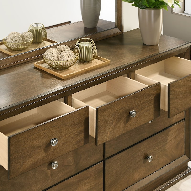 Furniture of America Igala 5-Piece Walnut Wood Panel Bedroom Set