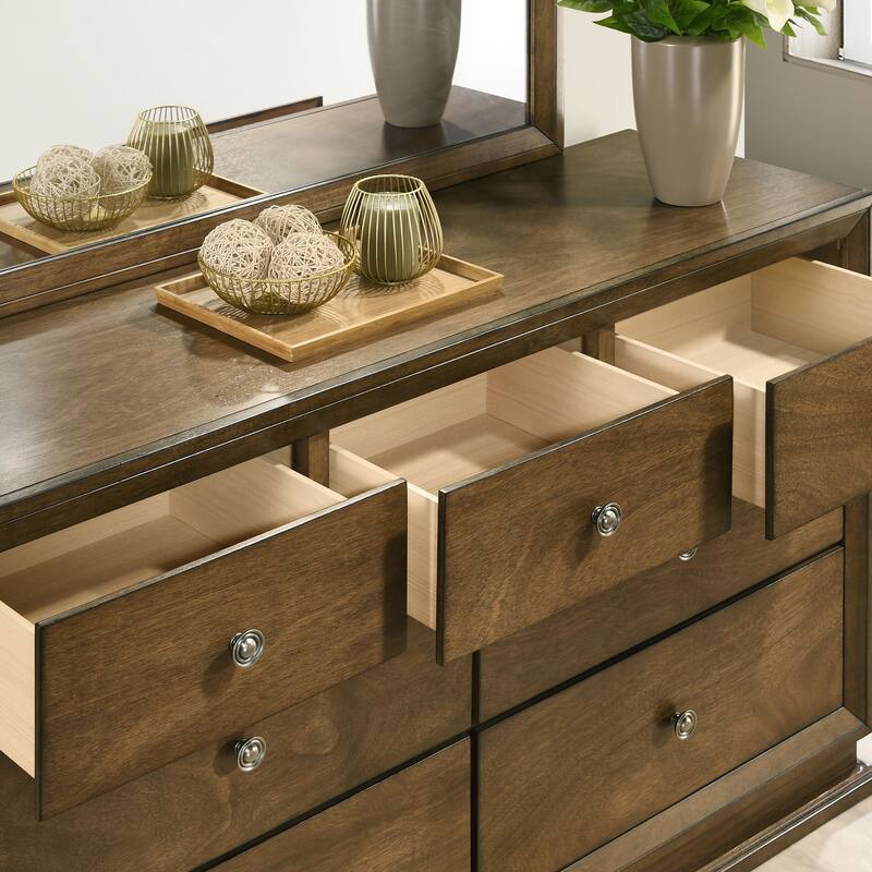 Furniture of America Igala 6-Piece Walnut Wood Panel Bedroom Set