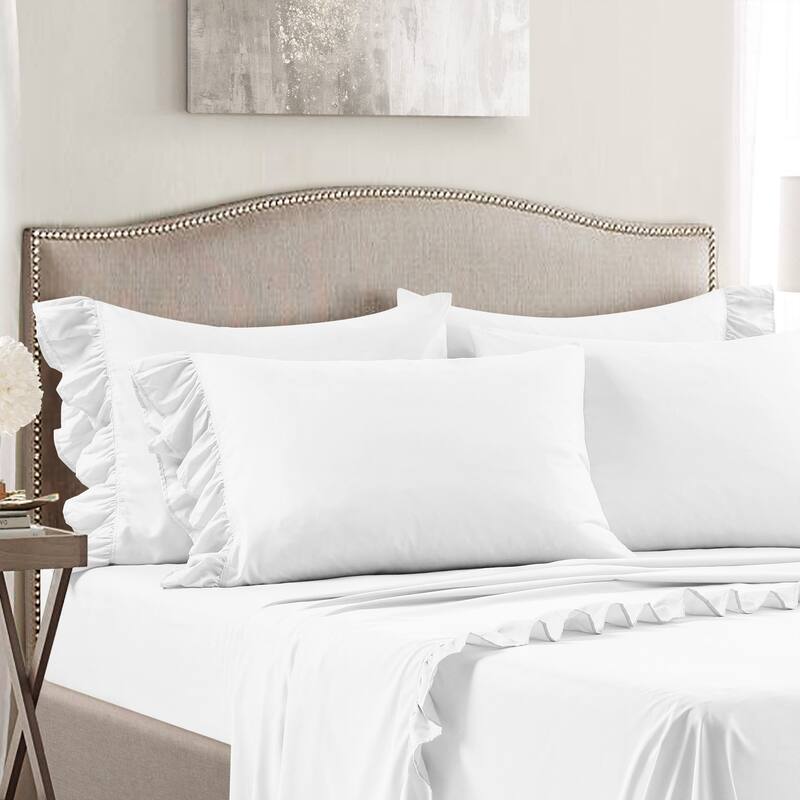 Lush Decor Reyna Ruffle Sheet Set - White - King