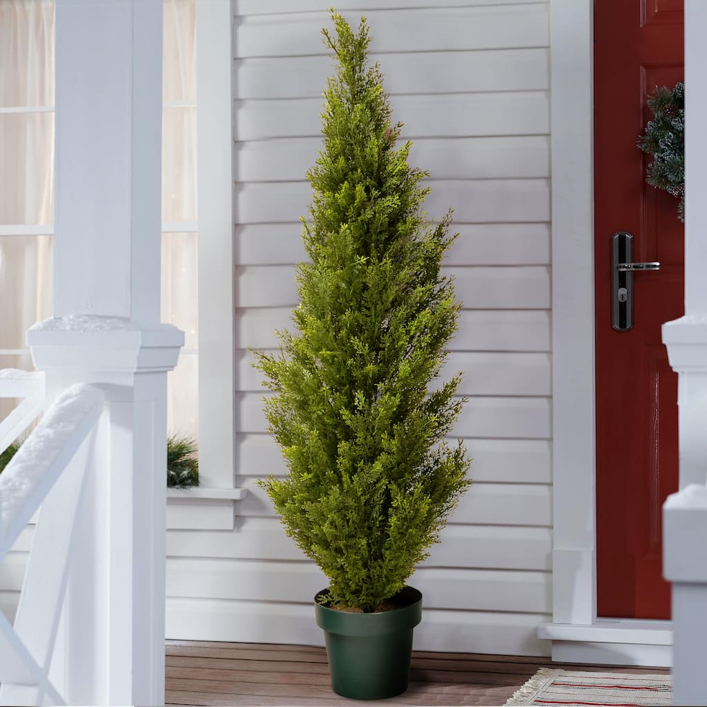 National Tree Company 53-inch Artificial Cedar Tree, Realistic Fake Tree Potted Plant - 53in
