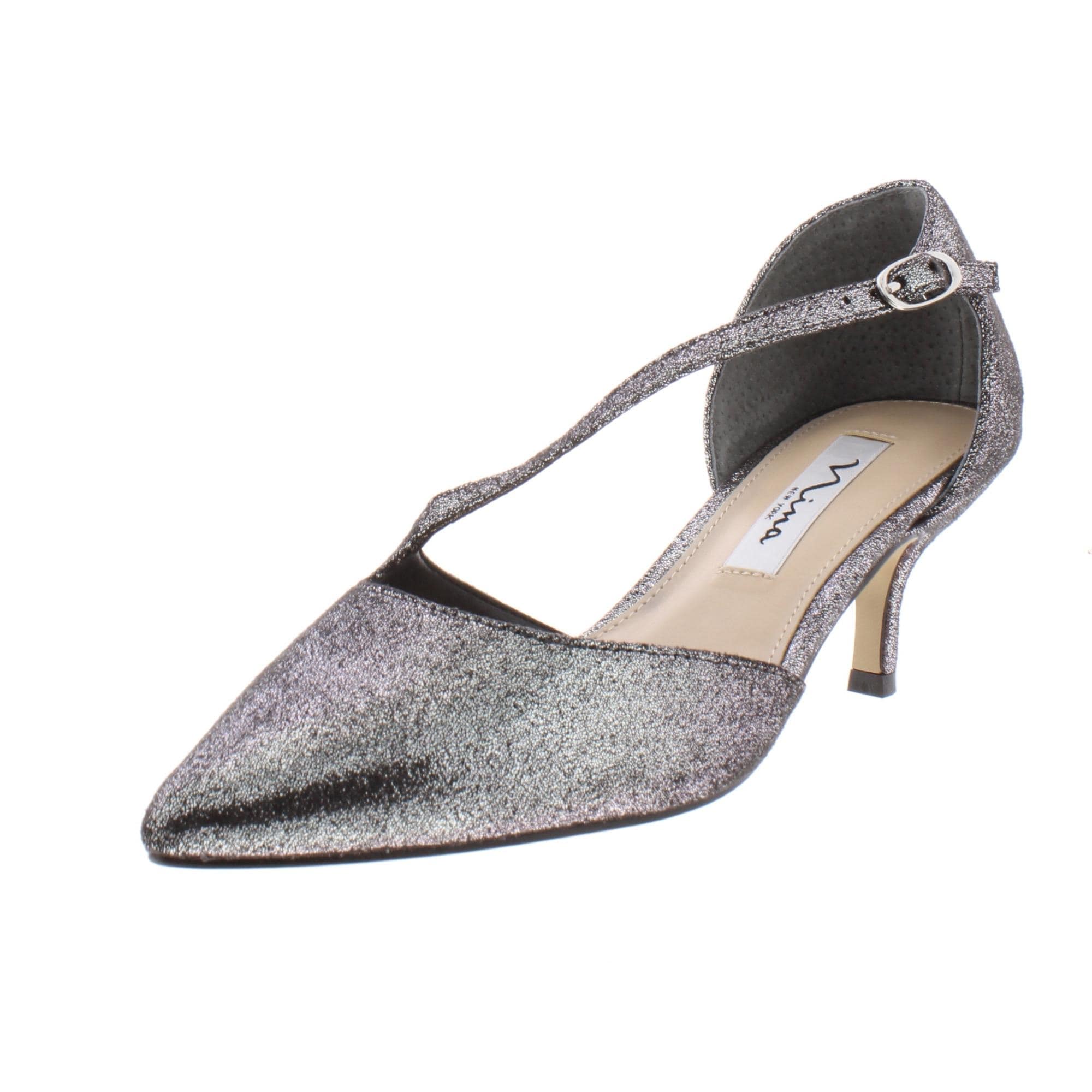 metallic kitten heel shoes