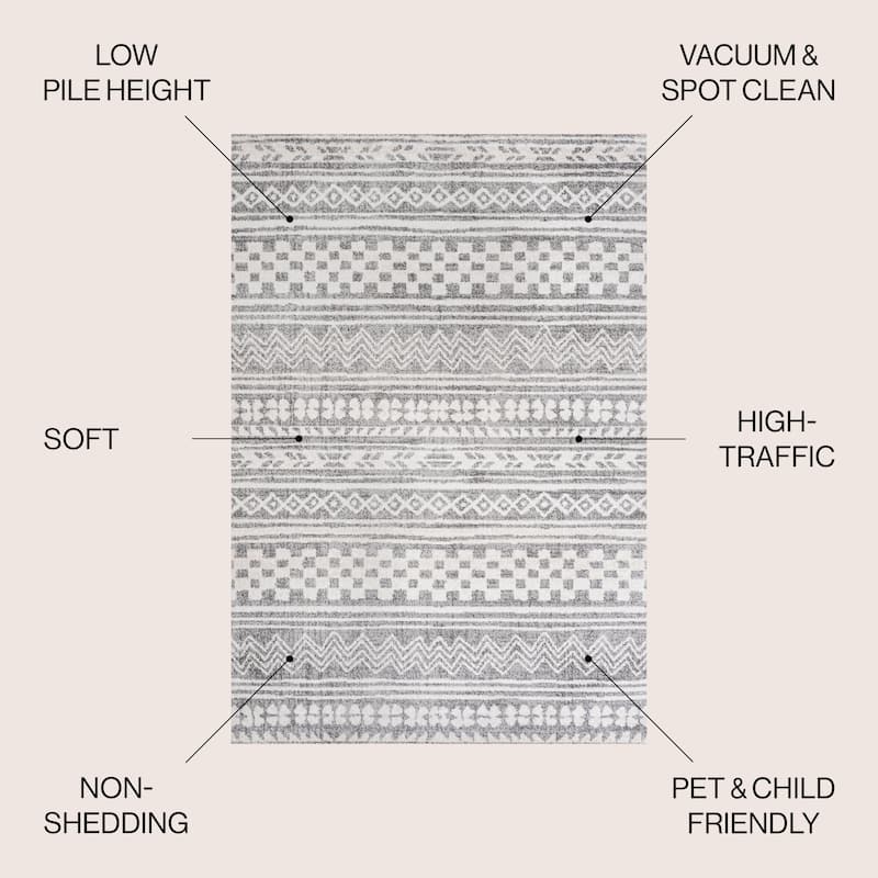 JONATHAN Y Idris Tribal Geometric Stripe Area Rug