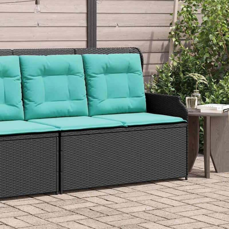 vidaXL Garden Bench with Cushion Brown Poly rattan - 26 x 43 x 37