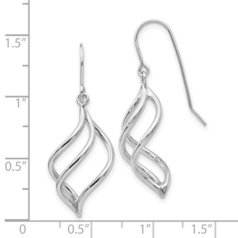 Curata 10k White Gold 39x13mm Swirl Dangle Hook Earrings